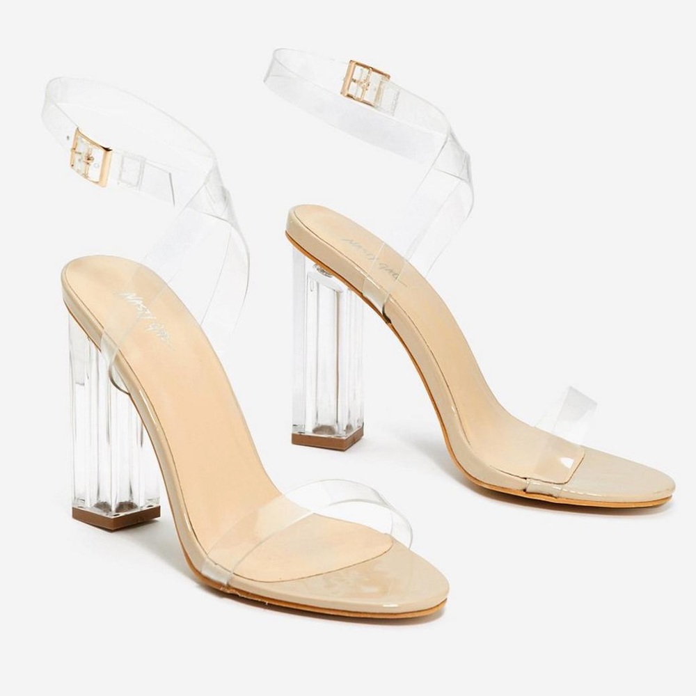 Nasty Gal Clear Open Toe Block Heels - size (37) 6- NWOT